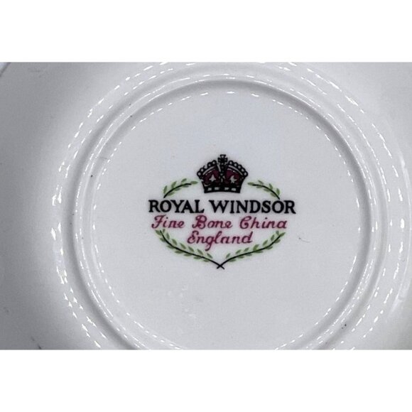 Royal Windsor England White Trinket Dish Yellow Floral Gold Rim Fine Bone China - Picture 3 of 13